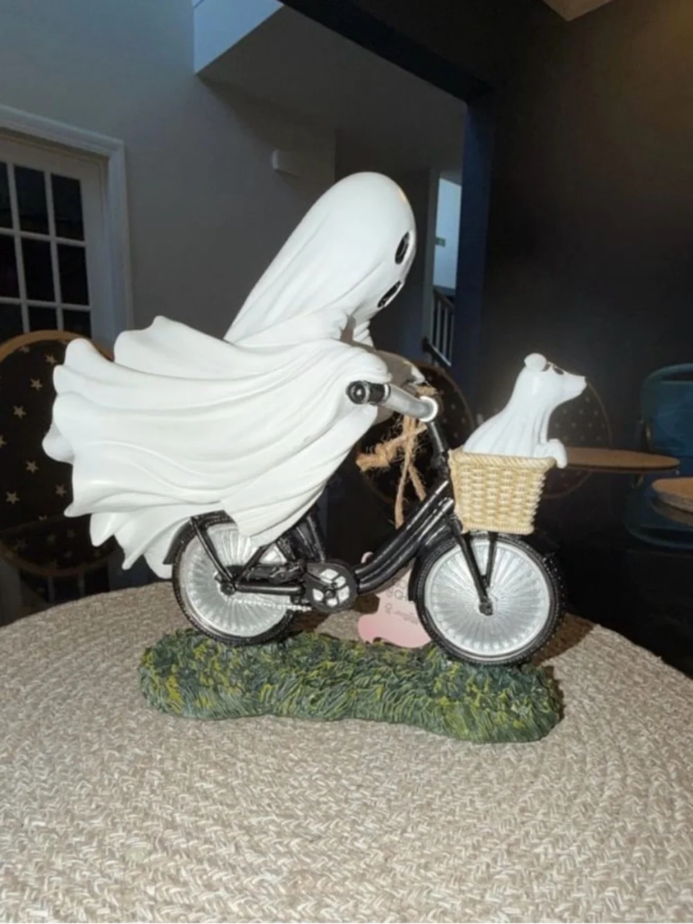 Goblin & Ghoul White Ghosts on Bicycle Decorative Accent